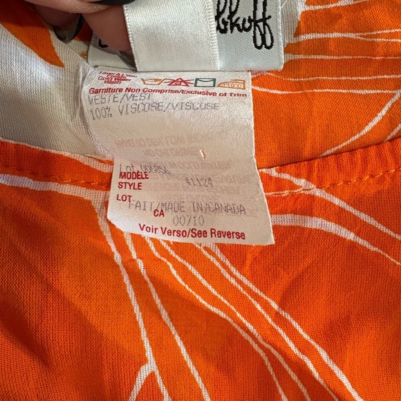 Joseph Ribkoff vintage sheer cropped tank size 16 orange floral top - Picture 8 of 9